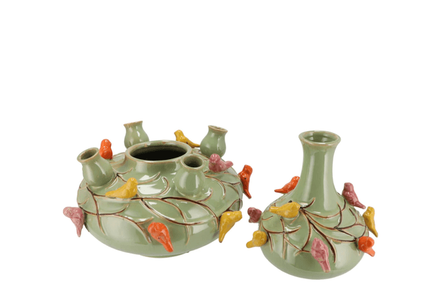 Bird vase moss bubbles S 
