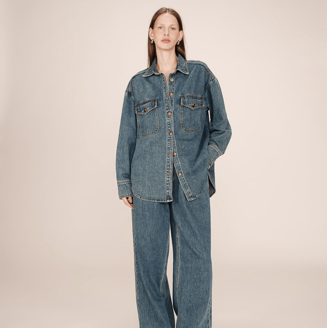 Oversized denim shirt vintage blue