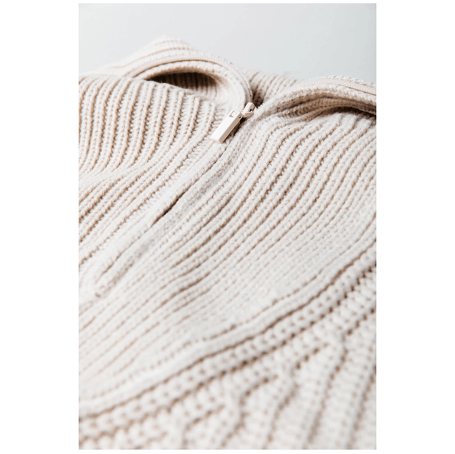 Yfke Knitwear Zip Pullover Fog Beige