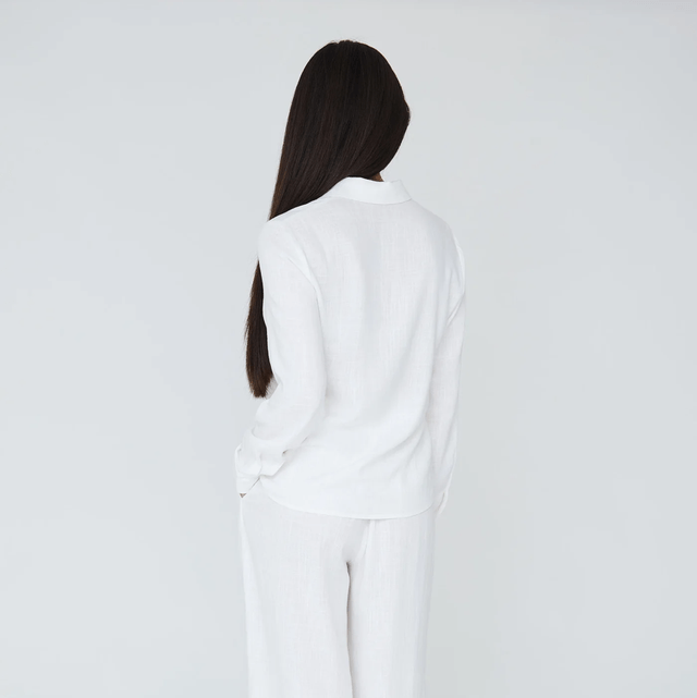 Linen Blend Blouse White 