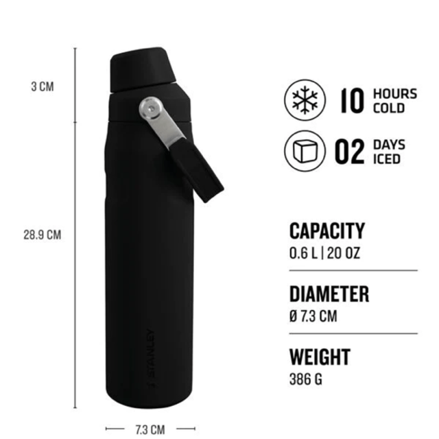 Stanley The Aerolight IceFlow Water Bottle Fast Flow 0.6L Black