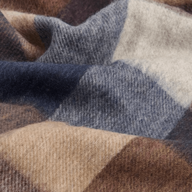 Barbour Large Tattersall Lambswool Scarf Midnight oak