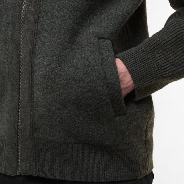 Barbour Milburn Zip Through Knitted Jumper Dark Olive