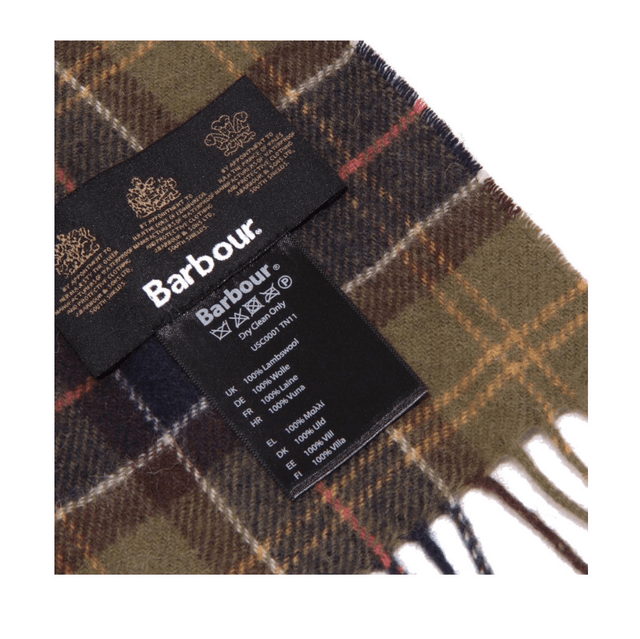 Barbour Tartan Lambswool Scarf Olive Green