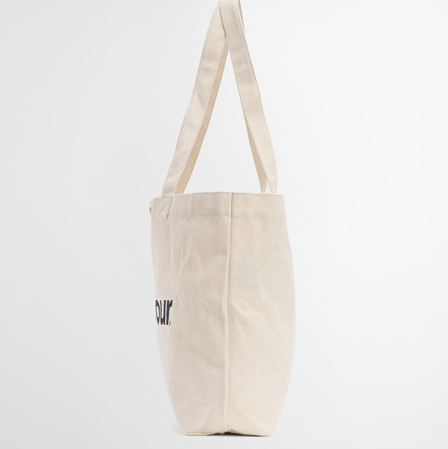 Barbour Logo Tote Bag Ecru Navy