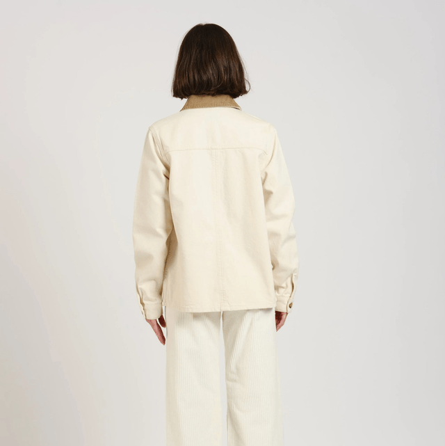 VIVIAN denim jacket with corduroy collar Greige