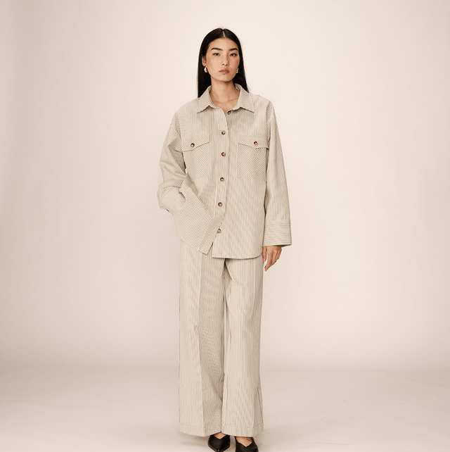 Blouse Shirt Stripe Ecru 