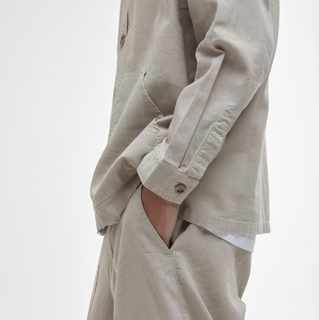 Barbour Natural Linen-Blend Overshirt Mist