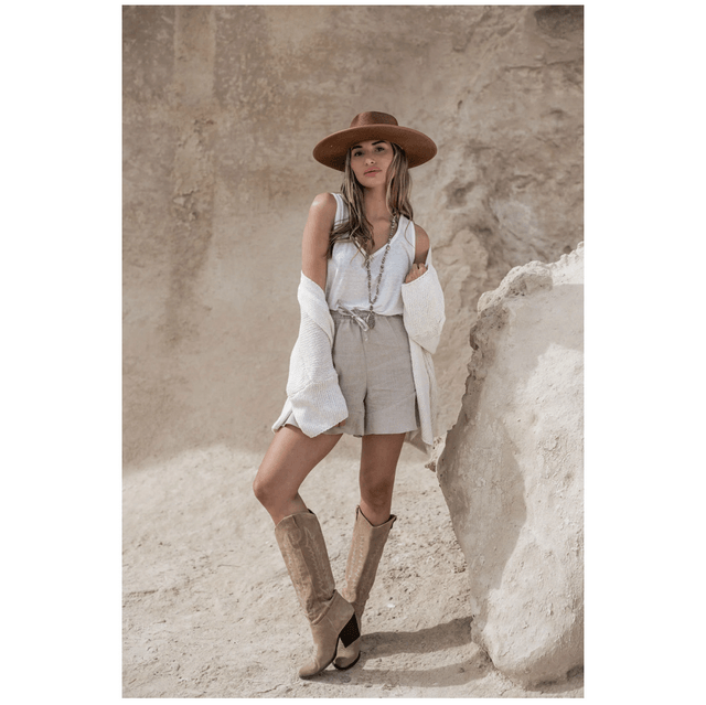Maui Ruffle Short Linen Natural 