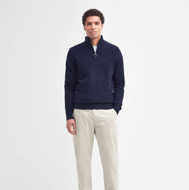 Barbour Essential Lambswool Half Zip Navy