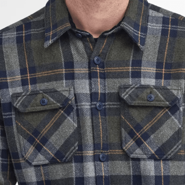 Barbour Snowcap Tailored Checked Shirt Olive Marl