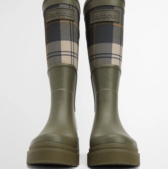 Barbour Dena Wellington Boots Olive Tartan
