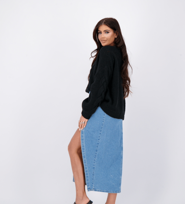 Reinders Denim Long Pencil Skirt 