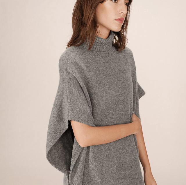 Turtleneck Knit Poncho anthracite