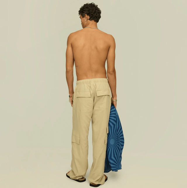 OAS Beige Cargo Linen Pants