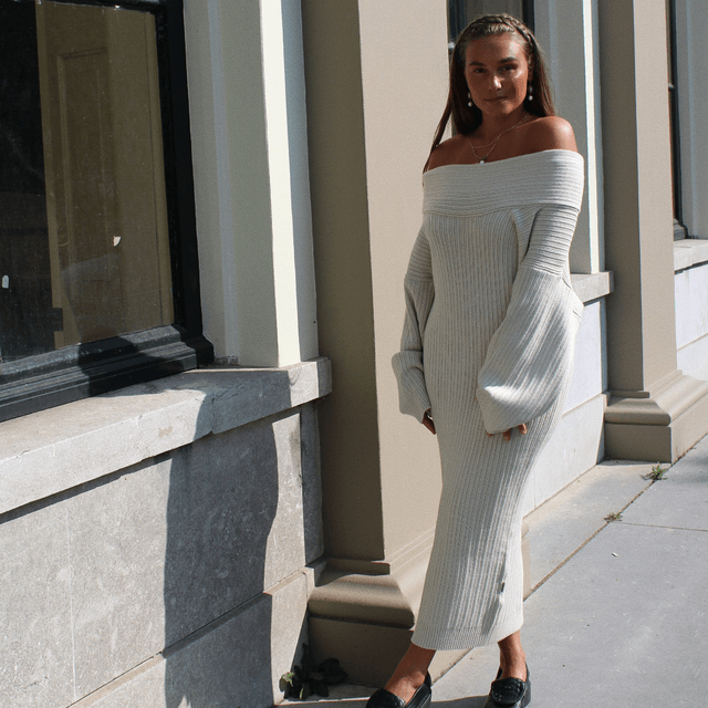 Reinders Kourtney Knit Dress Creme