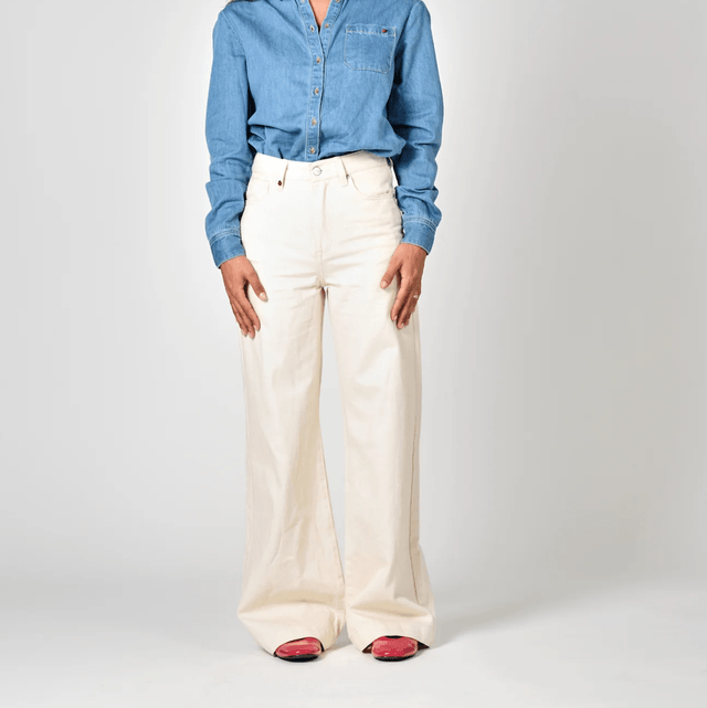 Fleure - White Greige Jeans High Waisted Jeans 