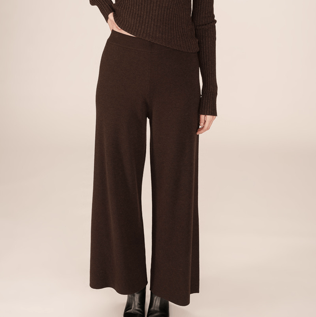 High Wait Knit Trousers Chocolate 