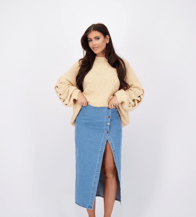 Reinders Denim Long Pencil Skirt 