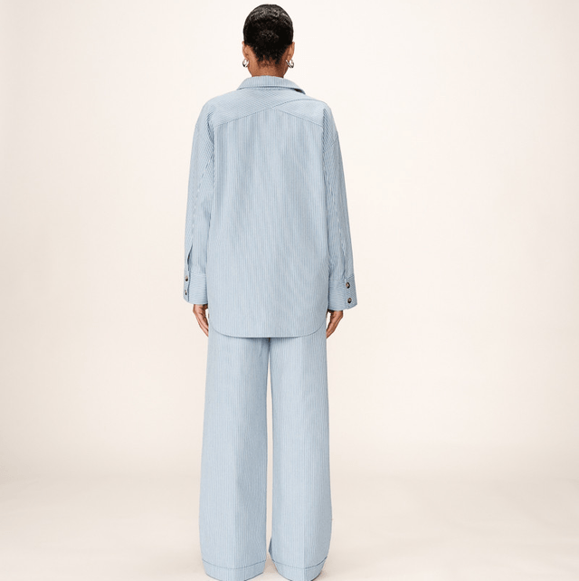 Blouse Shirt Stripe Blue
