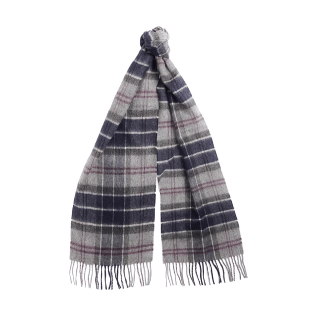Barbour Wool Cashmere Tartan Scarf Black Slate Tartan