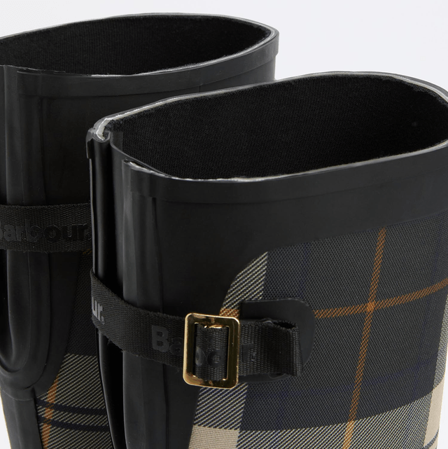Barbour Dena Wellington Boots Black Tartan