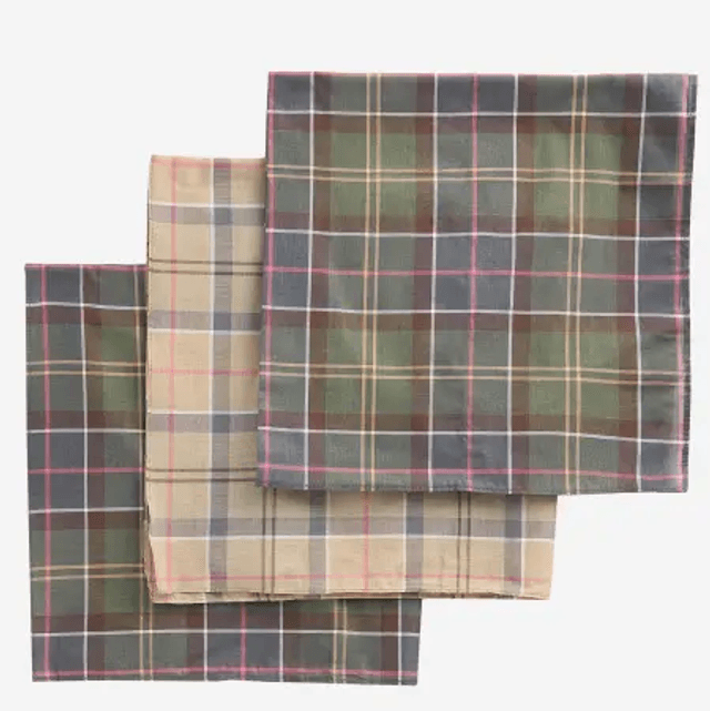 Barbour tartan Handkerchief pack Gift Box Set
