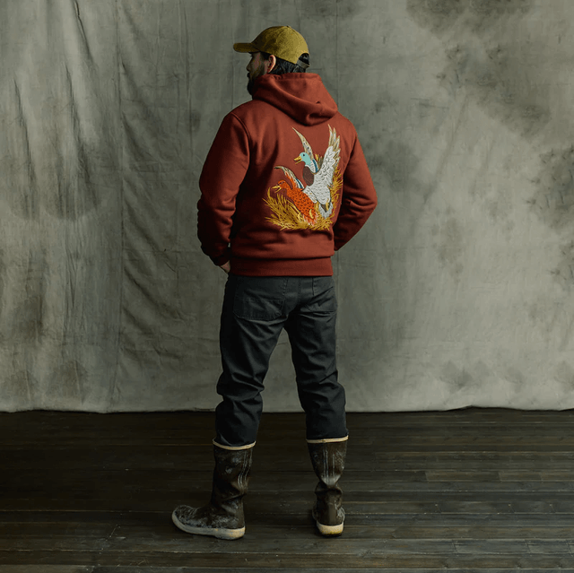 Filson Prospector Embroidered Hoodie Fired Brick Ducks