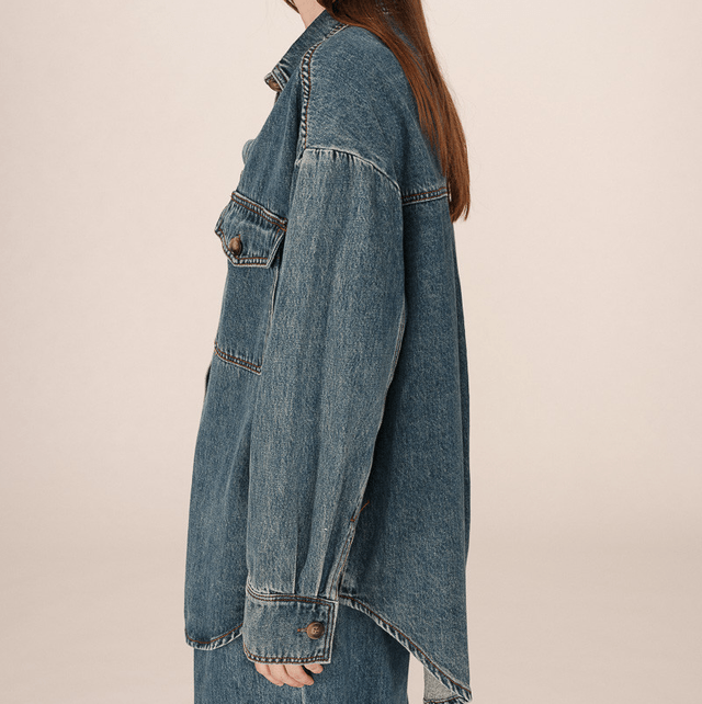 Oversized denim shirt vintage blue