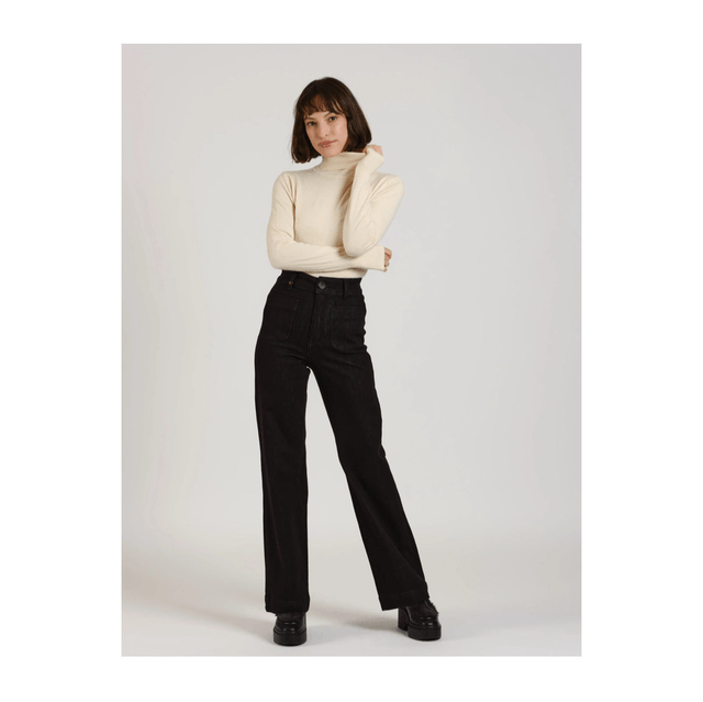 FAUVE high-waisted flared jeans Black
