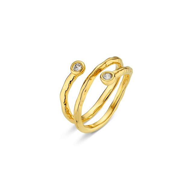 Polished Molten & Crystal Wrap Ring