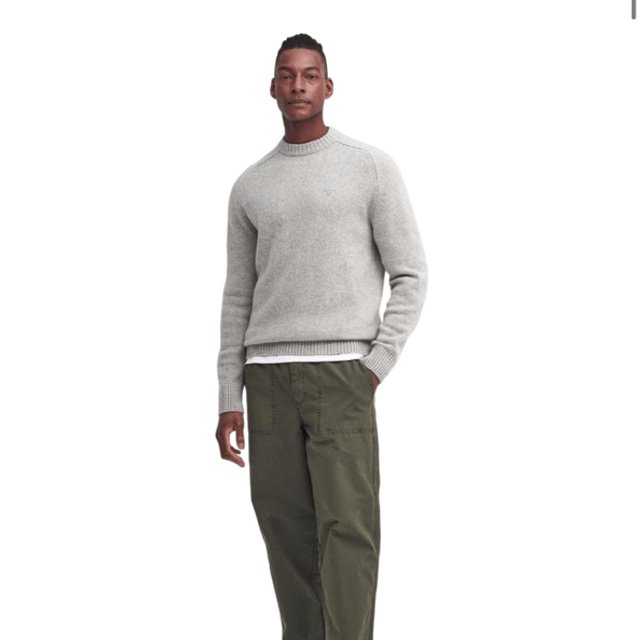 Barbour Grangetown Merino Crew Neck Jumper Light Grey  
