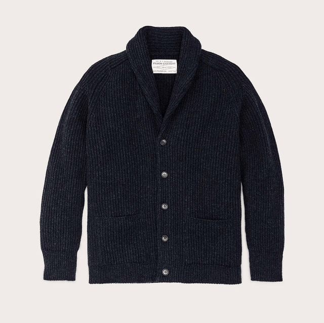 Filson Bristol Cardigan Sweater Dark Navy Heather