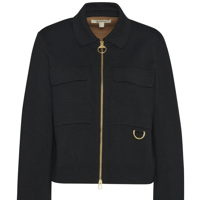 Barbour Alma Knitted Zip Through Cardigan Black