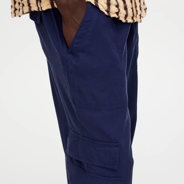 OAS Navy Cargo Linen Pants