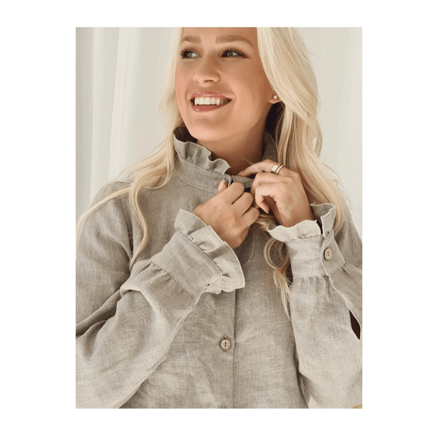 Ruffle Linen Shirt Naturel