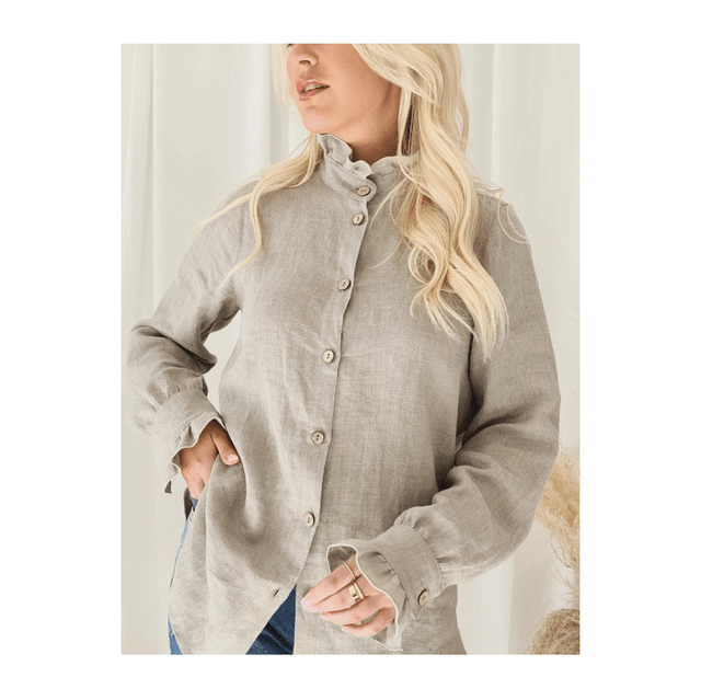 Ruffle Linen Shirt Naturel