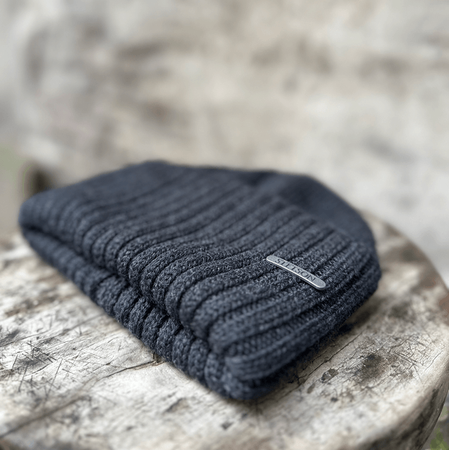 Stetson Beanie Merino Zwart / Grijs 