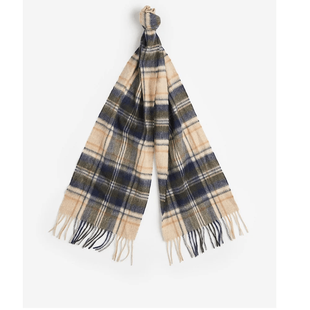Barbour New Ceck Tartan Scarf Sand Beige Plaid