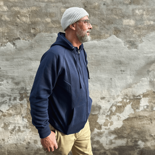 Hooded Sweater Zipper Reno Real Navy