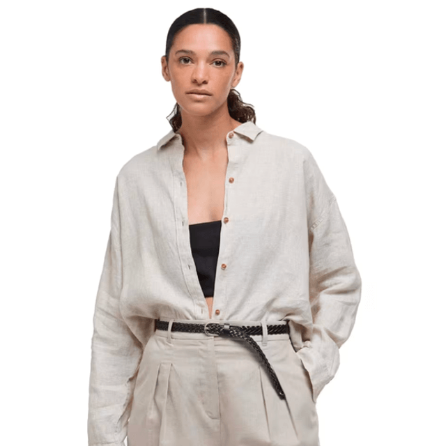 Barbour Hampton Linen Shirt Light Sand