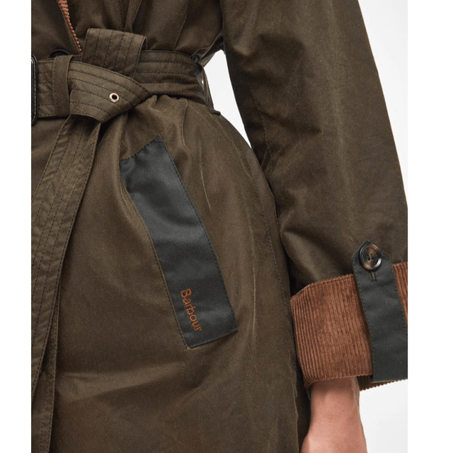 Barbour Brackley Waxed Trench Coat Beech/Archive Olive/Ancient