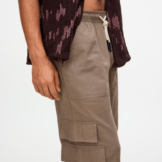 OAS Taupe Cargo Linen Pants