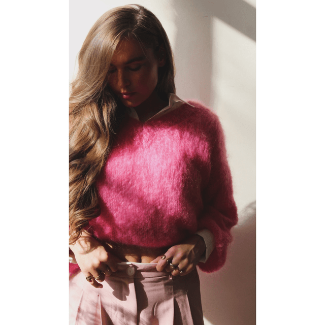 Pull V Sweater Fuxia