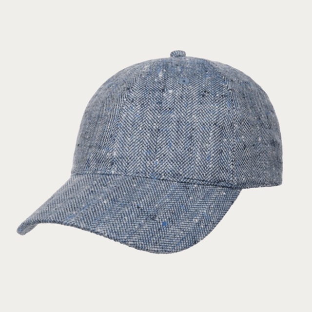 Stetson Baseball Cap Silk/Linen Herringbone Blue