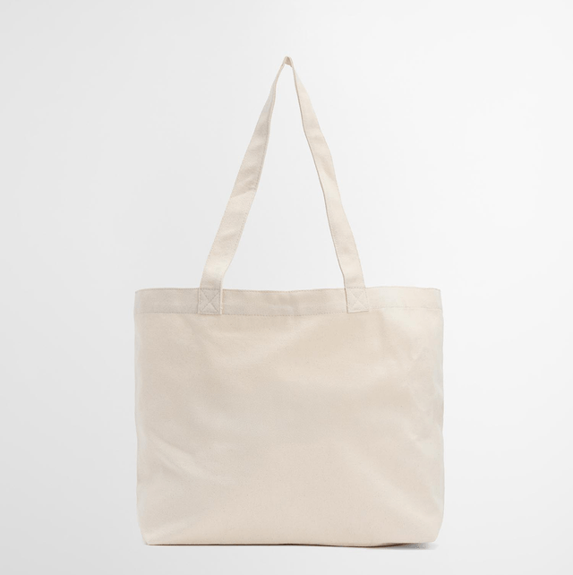 Barbour Logo Tote Bag Ecru Navy
