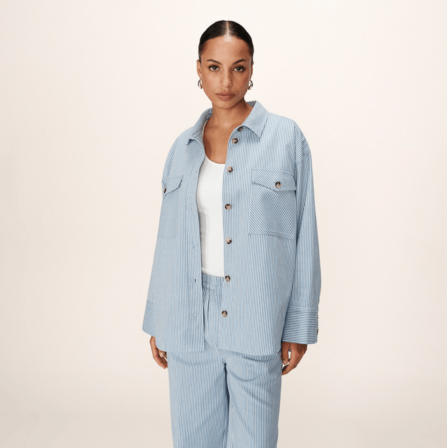 Blouse Shirt Stripe Blue