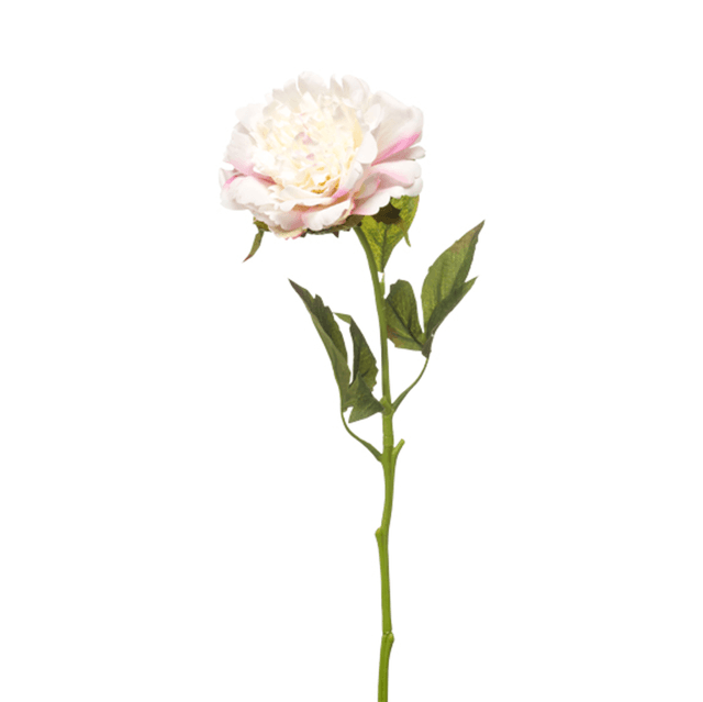 Peony Spray Real Touch Wit/Roze
