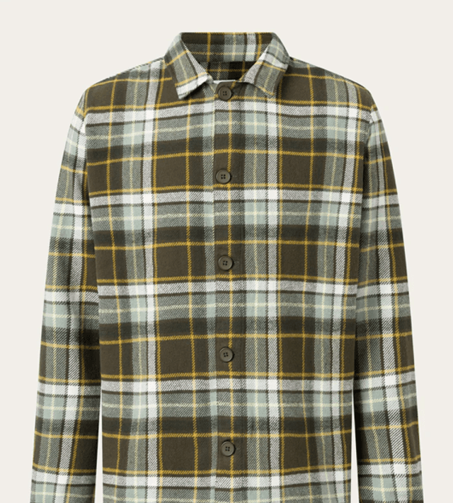 BIG CHECKED HEAVY FLANNEL OVERSHIRT Green Check