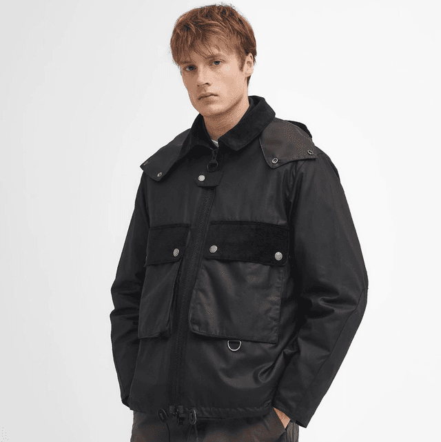 Barbour Re-Engineered Spey Waxed Jacket Classic Black